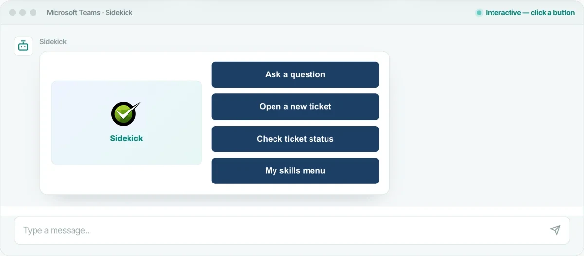 Resolve, Sidekick resolves requests in Teams chat before they become tickets